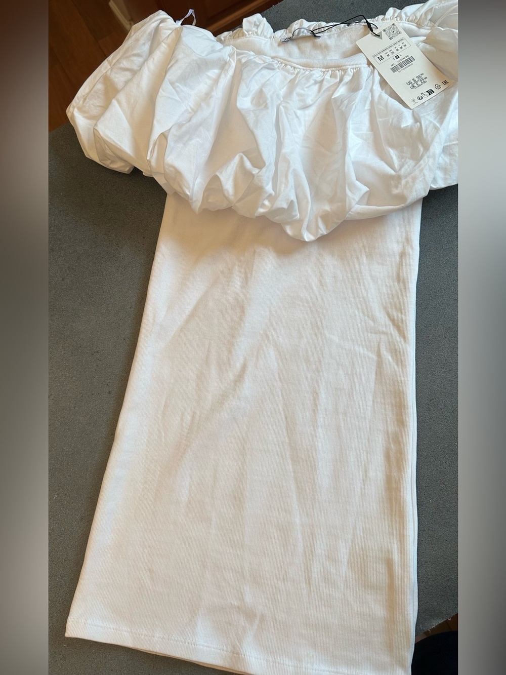 Zara White Off-Shoulder Ruffle Chemise